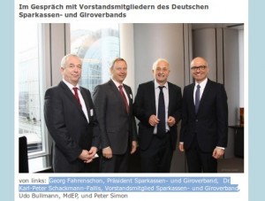 Simon und Bullmann (SPD) mit Vertretern des Sparkassenverbands DSGV