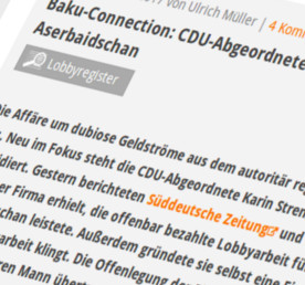 Auf den Spuren des Kaviars: Bild von der LobbyControl-Internetseite