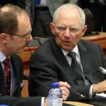 Finanzminister Schäuble beim Sondertreffen der Eurogruppe am 9. Mai 2016 in Brüssel.