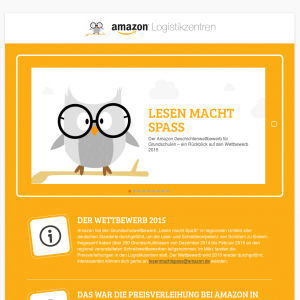 Screenshot von der Webseite des Wettbewerbes von Amazon "Lesen macht Spaß!"