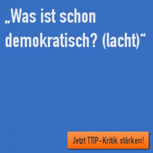 Das Zitat stammt von einem Unternehmenslobbyisten, der zum TTIP-Freihandelsabkommen arbeitet.